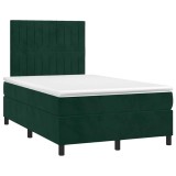 Cumpara ieftin Pat box spring cu saltea, verde inchis, 120x190 cm, catifea