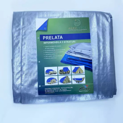 Prelata impermeabila cu inele 2X3 metri, 175 grame mp, tratata UV, culoare GRI foto