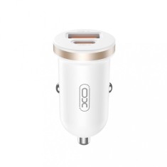 Incarcator auto 12V XO, 30W, USB-A, USB-C, QC 3.0, PD3, CC56, alb