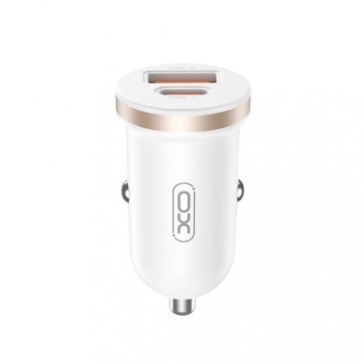 Incarcator auto 12V XO, 30W, USB-A, USB-C, QC 3.0, PD3, CC56, alb foto