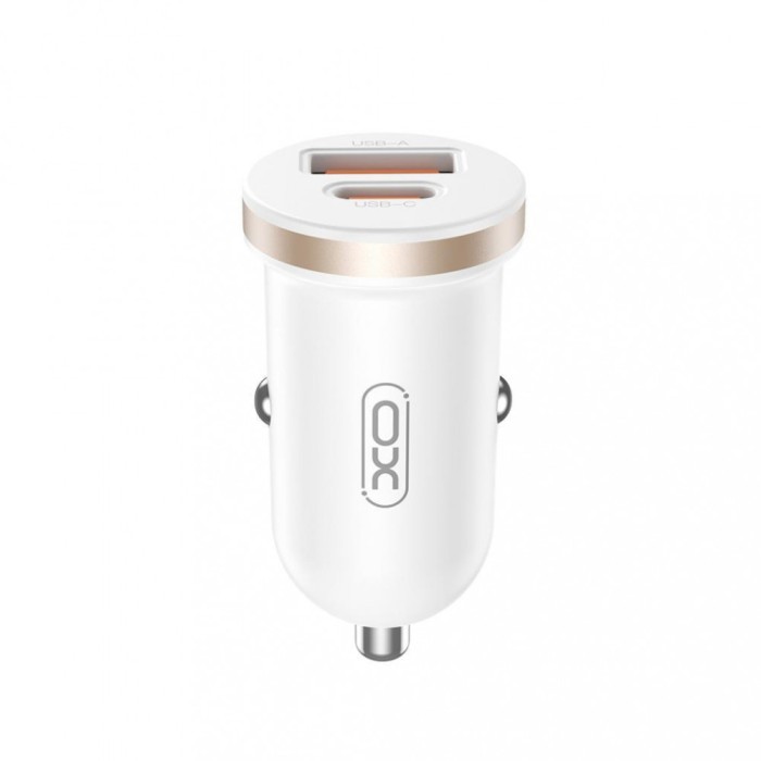 Incarcator auto 12V XO, 30W, USB-A, USB-C, QC 3.0, PD3, CC56, alb
