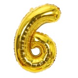 Balon din folie flippy, cifra 6, 81 cm, pentru aer sau heliu, bulk, auriu