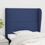 VidaXL Tăblie de pat cu aripioare, albastru, 83x23x118/128 cm, textil
