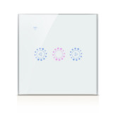 Intrerupator Smart Touch Techstar&reg;, Wireless 2.4GHz, Dimmer, Sticla Securizata, Design Modern, Iluminare LED, 1 Faza, cu NUL, Alb