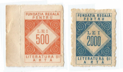 *Rom&amp;acirc;nia, lot 714 cu 2 timbre fiscale pentru cultură, NG, 1933-1947 foto