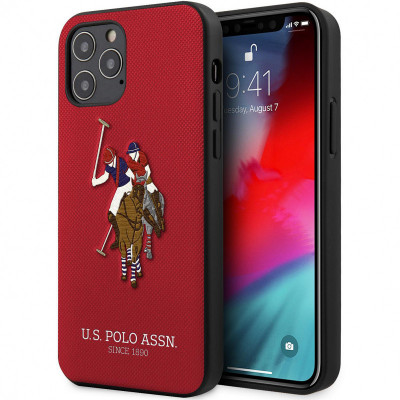 Husa TPU U.S. Polo Embroidery Book pentru Apple iPhone 12 Pro Max, Rosie USFLBKP12LPUGFLRE foto