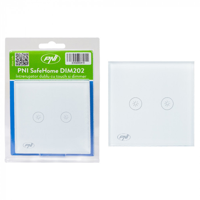 Resigilat : Intrerupator dublu cu touch si dimmer PNI SafeHome DIM202 2X700W, Liv
