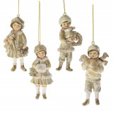 Set 4 ornamente brad din rasina Kids Cream Gold