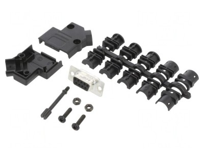 Conector D-Sub 9 pini mamă 45&amp;deg; lipire cablu aurit foto