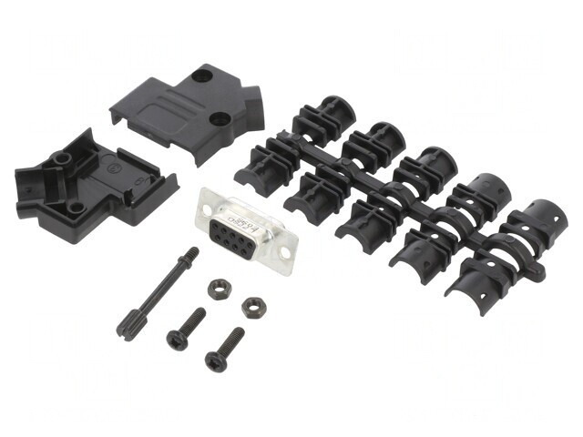 Conector D-Sub 9 pini mamă 45&deg; lipire cablu aurit