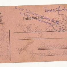 D1 Carte Postala Militara k.u.k. Imperiul Austro-Ungar , 1917, Temesvar