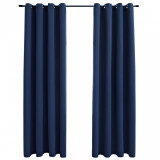Draperii opace cu inele metalice, 2 buc, albastru, 140 x 225 cm