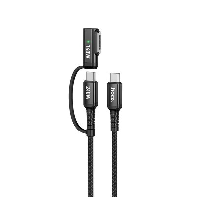 Cablu 2-in-1 USB-C to USB-C Mag3 HOCO U142, 240W, 1.8m, Black foto