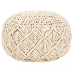 vidaXL Taburet puf macrame lucrat manual, 45 x 30 cm, bumbac