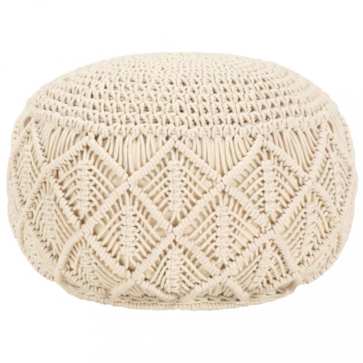 vidaXL Taburet puf macrame lucrat manual, 45 x 30 cm, bumbac foto