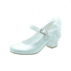 Pantofi eleganti cu toc pentru fete MiniWomen PCSM-M17, Alb foto