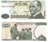 Turcia 10 Lire 1970, P-193, UNC, Bancnota Turcească