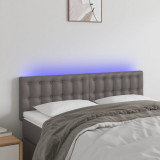 Cumpara ieftin Tăblie de pat cu LED, gri, 144x5x78/88 cm, piele ecologică