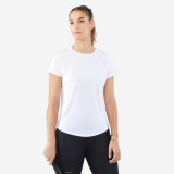 Tricou cu guler rotund Tenis Essentiel 100 Alb Damă, Artengo