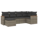 Set mobilier gradina cu perne, 6 piese, gri, poliratan