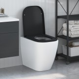 Scaun de toaletă cu eliberare rapidă vidaXL cu &icirc;nchidere lentă Duroplast Negru