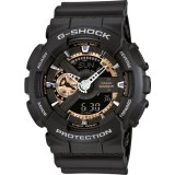 Ceas Sport Casio G-SHOCK GA-110 Rose Black-NOU 2025 ! NEGRU MAT CRONOGRAF ACTIV, Analog &amp; digital, Alarma