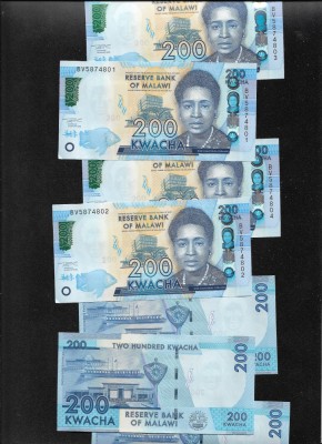 Malawi 200 kwacha 2022 unc/aunc pret pe bucata foto