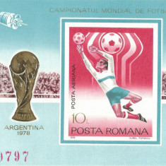 România, LP 956/1978, C.M. de Fotbal - Argentina, coliţă nedantelată, MNH