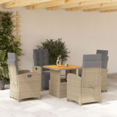 vidaXL Set mobilier de grădină cu perne, 5 piese, bej, poliratan foto