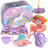 Set de ceai pentru copii &icirc;n valiza, model unicorn, 33 piese