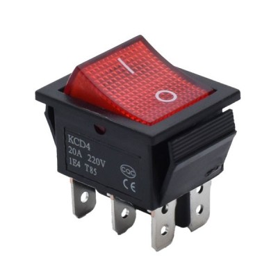 Intrerupator IRS Lat 20A LED Rosu 6P ON/OFF KCD4 6B075 XXM foto