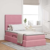 Cumpara ieftin Pat cu saltea si spatiu de depozitare Roz 100 x 200 cm Catifea