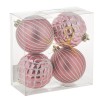 Set Globuri Brad Crăciun, Model Romburi Glitter, Roz/Auriu, 8 cm, 4 Bucăți, Oem