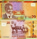 Namibia 20 Dollars 2018 UNC Bancnota Africa Ne流通