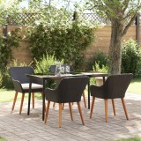 vidaXL Set de dining pentru grădină cu 5 piese, ratan polimer negru