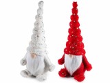 Set 2 figurine Craciun Gnomi textil alb rosu cm 17x14x40 H