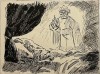 Lucrare / grafică veche, Eugen Meitert, peniță pe carton subțire, tuș 23 x 17,5, fara rama, pare scena biblica, artist roman, arta romaneasca, Istorice, Cerneala, Realism