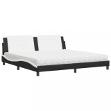 Cumpara ieftin Pat cu saltea, Zadar, negru si alb, 200x200 cm, piele ecologica