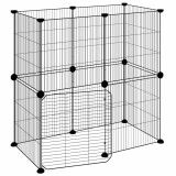 Cumpara ieftin Cusca animale de companie cu usa 12 panouri negru 70x35x70 cm otel