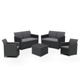 Set mobilier gradina Curver Claire, 6 locuri, grafit, ratan sintetic, perne incluse. Rezistent la intemperii. 