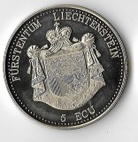 Moneda 5 ECU 1993, Schloss Gutenberg - Liechtenstein, 38,61 mm, tiraj: 10000