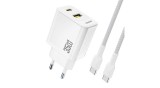 &Icirc;ncărcător de perete Dudao A27 MaxC 35W GaN + Cablu USB-C - Alb
