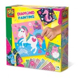 Kit creativ de pictura pentru copii cu diamante si animale fericite