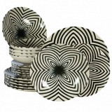 Set farfurii 18 piese, 6 persoane, Hypnosis, Alb ivoire cu linii negre