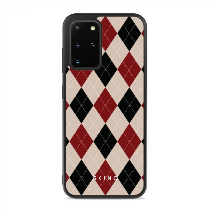 Husa Samsung Galaxy S20+ Plus - Skino Argyle Elegance, textura romburi, negru bej