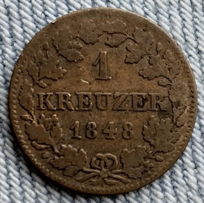 Moneda - Bavaria - 1 Kreuzer 1848 foto