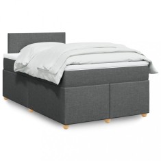 vidaXL Pat box spring cu saltea, gri &icirc;nchis, 120x190 cm, textil 3286613