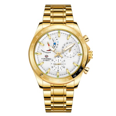 Forsining Ceas barbatesc de mana Mecanic Automatic Business Elegant Fashion Auriu Alb foto