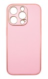Husa eleganta din piele ecologica cu insertii aurii, Full protection, pentru iPhone 15 Pro Max, Roz, Oem