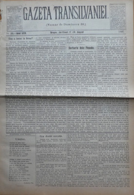 Gazeta Transilvaniei , Numar de Dumineca , Brasov , nr. 181 , 1907 foto